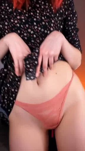 Petite Amateur Teen Redhead Stripping and fingering on webcam