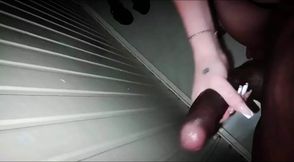 Hot neighbor masturbating my dick while kissing me