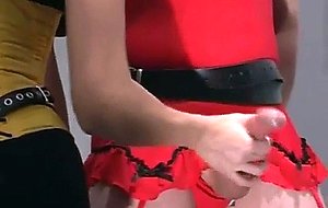 Mistress fucks big dick crossdresser intense and gives aggressive handjob to make her spunk