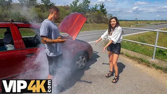 George Uhl fucks a brunette babe hard in the woods