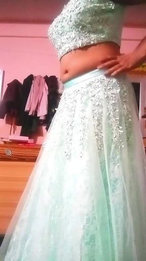 Indian Gay Crossdresser Bottom in Blue Lehanga