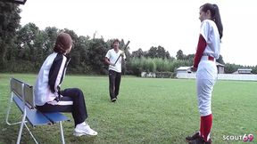 Japanese mature couple seduce skinny teen in outdoor FFM 3some