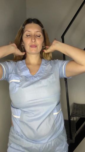 TEXAN NURSE flaunts her big tits in a hospital setting