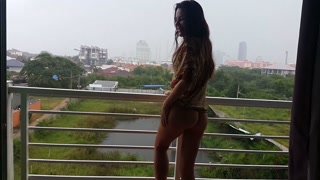 NO PANTIES at my open balcony#Play in the Tropical Rain