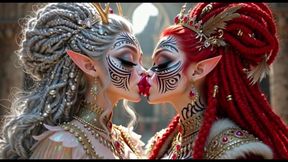 Beautiful Elves Princess Kissing, Ai Animation