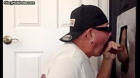 Gloryhole barebacked DILF sucks cock in amateur home video