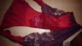 GF&#039;s dirty stained panties full of my cum