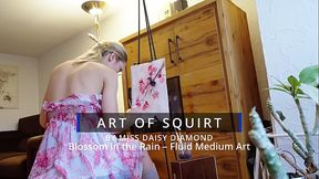 Blossom in the Rain &ndash_ Modern Abstract Fluid Painting by Miss Daisy Diamond