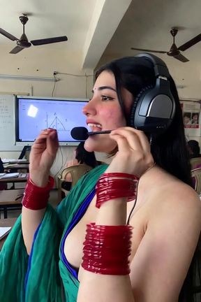 Hot teacher shows off her thick tits and cute Indian boobs
