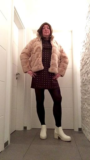 Nicki-Crossdress new Outfit - Dress, Pantyhose, Chelsea Boots