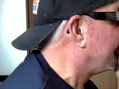 Moustache guy giving head in gloryhole