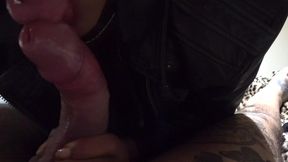 the kinky queen of blowjobs “dark dea  suck a huge white cock and swallow a lot of cum