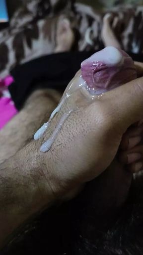 Hot Handjob From Behind Triggers a Huge Cumshot From My Big Cock.