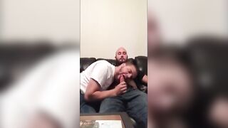 Sultry Bear Husband gives his man oral job & handjob to get him off