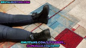 Licking her massive feet in hard boots with soles - Dave Moon - Jennifer - BrutalBusting