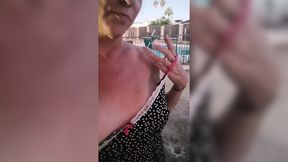 horny&#x1F975; milf shows off public masturbation