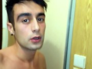 My sexy straight coworker gets cumshot on his locker at the locker room