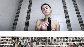 Goddess Dark Hair Washes Body and Plays with Anal Sex Toy into