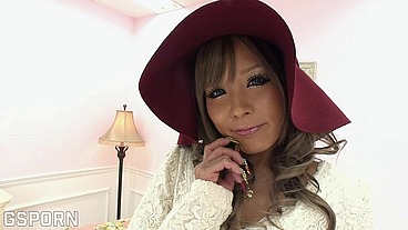 Sexy japanese model girl is excited and fucked on the stage