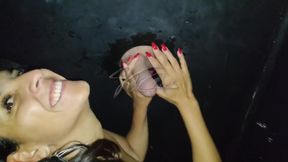I went to a swingers club and sucked a lot of dicks in the glory hole and got a mouthful of cum.
