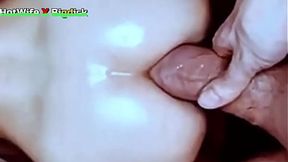 Big, thick white cock of the best friend to eat the ass of the slut wife