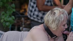 Blonde With Huge Ass Doesnt Mind To Cheat On Her Husband With 2 Strangers In Public