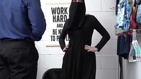 Muslim bitch was caught stealing and fucked with officer's big cock