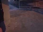 guy jerking off cock on the bridge. extreme