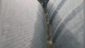 Wetting Light Blue Jeans in Bathtub and Spreading Asshole
