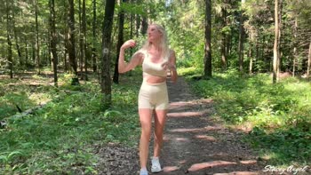 Stacey Angel's Forest Frenzy: Blonde Beauty Seduces and Satisfies