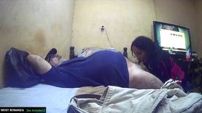 quick blowjob visit - she gets mouthful of cum