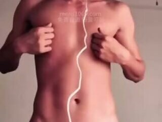Chinese athletic guy cumshot