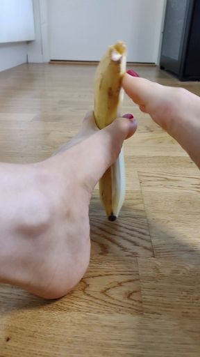 Banana peel and crush with toes only