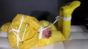 Watch Pia Enjoying Bondage In Her Shiny Nylon Yellow Rainwear