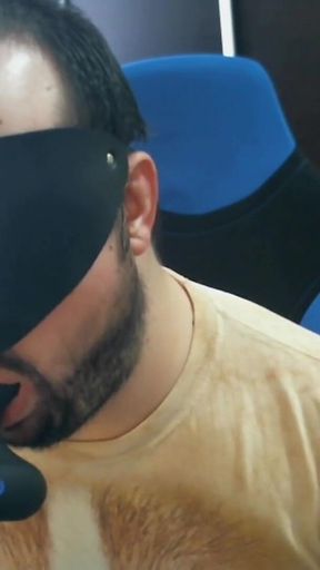 Disabled Person Trains His Mouth Before a Blowjob