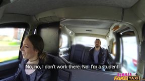 MILF taxi driver gags on shaft and gets spanked