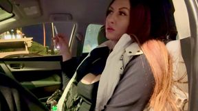 Italian Big Tits Milf Artemisia Love Hot Solo Smoking Session in the car quick boobs flashing