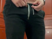 Getting dressed in the gym locker room