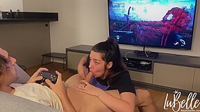 Slutty Girlfriend Sucks Dick And Rides While He Plays Videogame