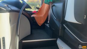 Teen girl helps stranger jerk off on the bus