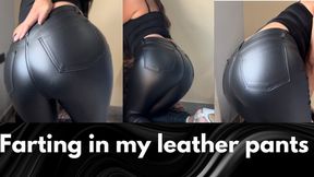 Do you want to be the slave of my farts? Farting in my leather pants