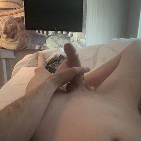 In the morning my big cock is jerked off