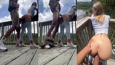 Hooking up on a hike Outdoor BBC blowjob and doggy