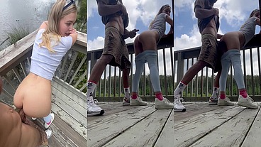 Hooking up on a hike Outdoor BBC blowjob and doggy