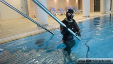 Swimming in heavy rubber in the pool