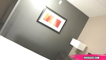 Flirty teen, Alaina is sucking a fat dick as deep as she can, while Tony is enjoying