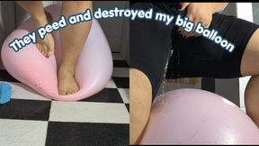 Peeing and destroying my big pink balloon ( From my boss