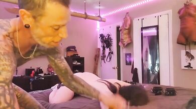 Daddy chains my tiny cunt and fucks me raw until I take his creampie