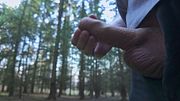 Three ruined cumshots in cold dark forest. 4K Iamhornybobo