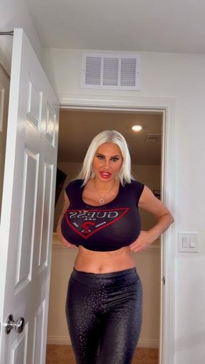 Stripping out of my sexy black shirt   And  vinyl pants